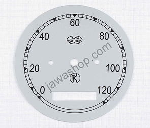 Speedometer plate 120 kmh - silver K (Jawa Perak FJ) / 