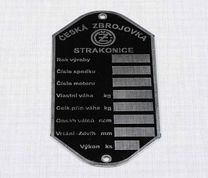 Type plate - etched "STRAKONICE" (CZ 125 175 250) / 