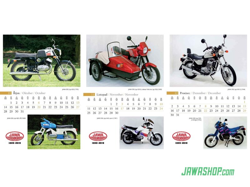 Calendar 2019 90th Anniversary Wall 420x600mm Jawa Cz