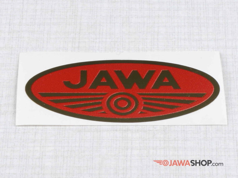  Sticker  logo Jawa  67x33mm red golden Jawa  JawaShop com