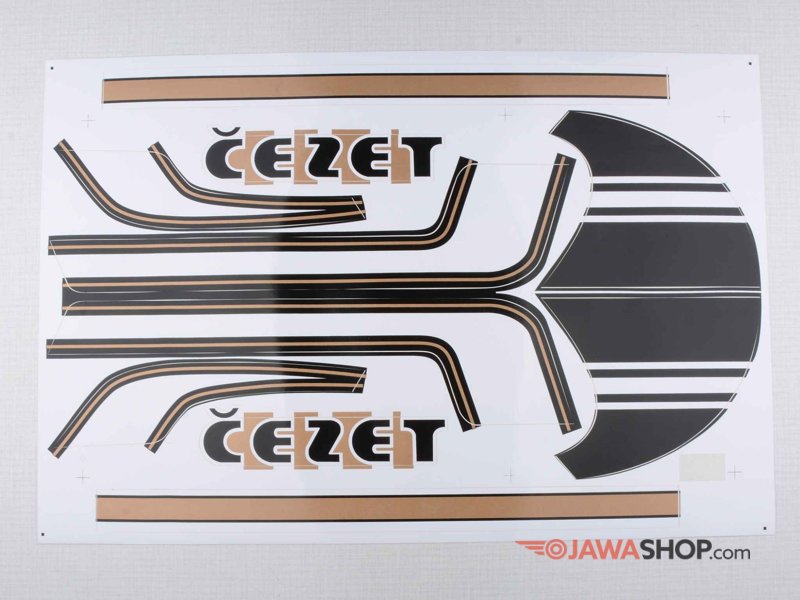 Sticker set Cezet 350 - black / golden (CZ 472) - JawaShop.com