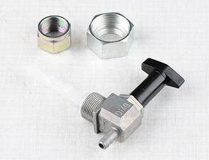 Fuel tap - sideways outlet - black (Jawa 50 Simson) / 
