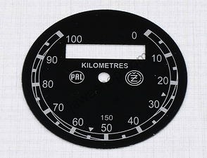 Speedometer plate 100kmh - black PAL-CZ (CZ 150 B,C,T) / 