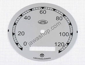 Speedometer plate 120 kmh - silver (Jawa Perak FJ) / 