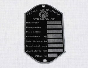 Type plate - etched "STRAKONICE" (CZ 125 175 250) / 