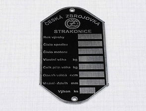 Type plate - etched "STRAKONICE" (CZ 125,175,250) / 