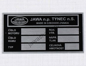 Type plate - printed (Jawa 350 634) / 