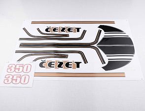 Sticker set Cezet 350 - black / golden (CZ 472) / 