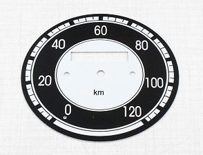 Speedometer plate 120kmh - black (Jawa 250 Kyvacka) / 