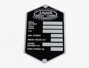 Type plate - printed (Jawa 250 350 Panelka) / 