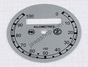 Speedometer plate 100kmh - silver PAL-CZ (CZ 150 B,C,T) / 