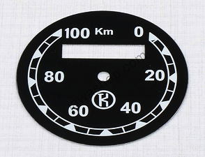 Speedometer plate 100kmh - black K (CZ 125,150 B,C,T) / 