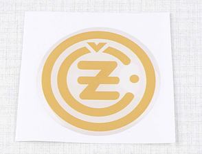 Sticker "CZ" 50mm - white / golden (3D) (CZ 125 175 250 350) / 