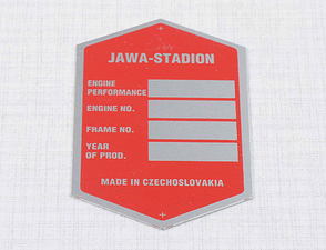 Type plate - printed, red, English (Stadion) / 