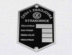 Type plate - etched "STRAKONICE" (CZ 125 150 B C T) / 