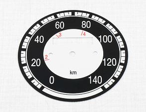 Speedometer plate 140kmh - black (Jawa 350 Kyvacka) / 