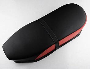 Seat black / bright red side - flat (Jawa, CZ Panelka) / 