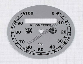 Speedometer plate 100kmh - silver AP-CZ (CZ 125 150 B C T) / 