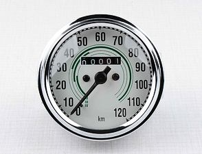 Speedometer 120 km/h - green lines (Jawa, CZ Kyvacka) / 