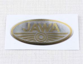 Sticker logo Jawa 70x35mm - silver / golden (3D) / 