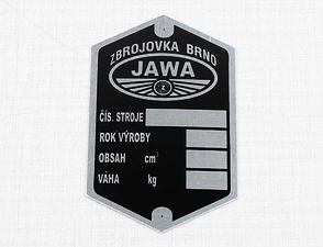 Type plate, Zbrojovka Brno - printed (Jawa 250 350 Perak) / 