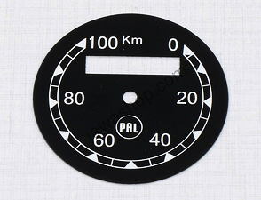 Speedometer plate 100kmh - black PAL (CZ 125,150 B,C,T) / 
