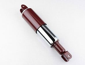 Rear shock - brownish red / chrome (Jawa CZ 125 175 250 350 Kyvacka) / 