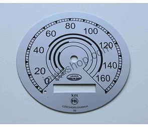 Speedometer plate 160kmh - silver PAL (Jawa 500 ohc) / 