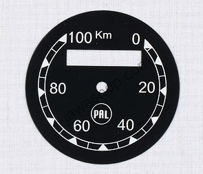 Speedometer plate 100kmh - black PAL (CZ 125 150 B C T) / 