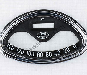 Glass of speedometer 140 km/h with frame (Jawa 350 type 360) / 