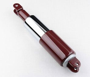 Rear shock - brownish red / chrome (Jawa CZ 125 175 250 350 Kyvacka) / 