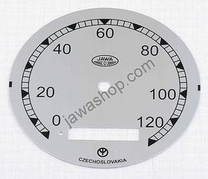 Speedometer plate 120 kmh - silver (Jawa Perak FJ) / 
