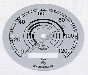 Speedometer plate 120 kmh - silver AP (Jawa Perak) / 