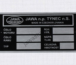 Type plate - printed (Jawa 634) / 