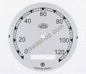 Speedometer plate 120 kmh - silver (Jawa Perak FJ) / 