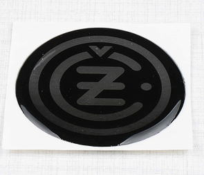 Sticker "CZ" 47mm - black / silver (3D) (CZ 125 175 250 350) / 