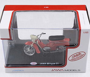 1:18 scale model Jawa 50 Pionyr type 21 - LIGHT RED / 