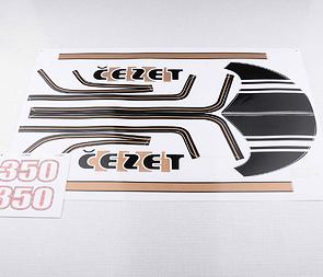 Sticker set Cezet 350 - black / golden (CZ 472) / 