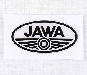 Sticker logo Jawa 70x35mm - white / black (3D) (Jawa) / 