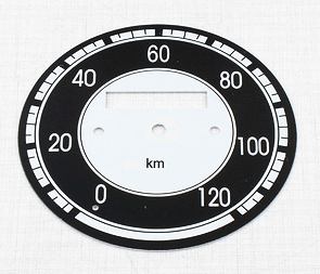 Speedometer plate 120kmh - black (Jawa 250 Kyvacka) / 