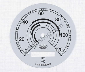 Speedometer plate 120 kmh - silver AP (Jawa Perak) / 