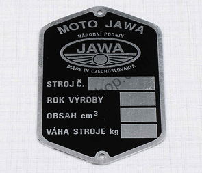 Type plate - etched (Jawa 250 350 Perak) / 