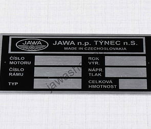 Type plate - printed (Jawa 350 634) / 
