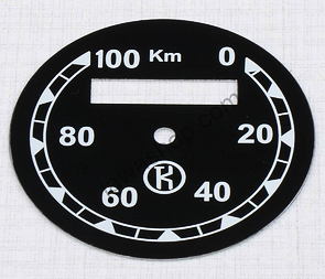 Speedometer plate 100kmh - black K (CZ 125,150 B,C,T) / 