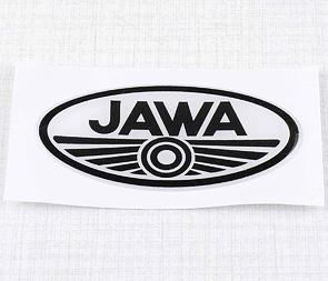 Sticker logo Jawa 70x35mm - white / black (3D) (Jawa) / 