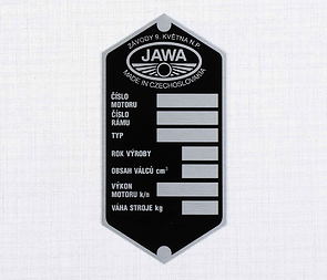 Type plate - printed (Jawa Panelka) / 