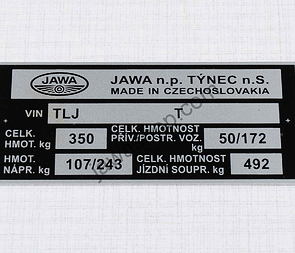 Type plate - printed (Jawa 634-640) / 