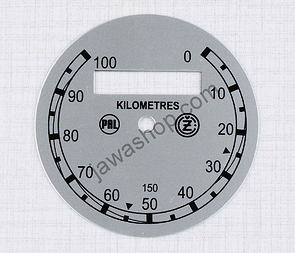 Speedometer plate 100kmh - silver PAL-CZ (CZ 150 B,C,T) / 