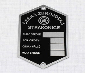Type plate - etched "STRAKONICE" (CZ 125,150 B,C,T) / 