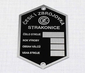 Type plate - etched "STRAKONICE" (CZ 125 150 B C T) / 